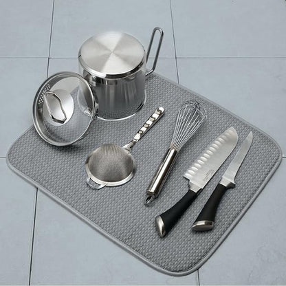 Norpro 18 by 16-Inch Microfiber Dish Drying Mat, Grey (359G), Pack of 1 - Image 2