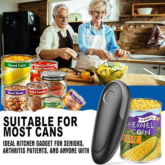 Electric Can Opener, One-Touch Automatic Can Opener for Seniors with Arthritis, Smooth Edge, Hands-Free, Battery Powered, Portable & Compact, Food Safe Electric Can Openers for Kitchen (Gray) - Image 6