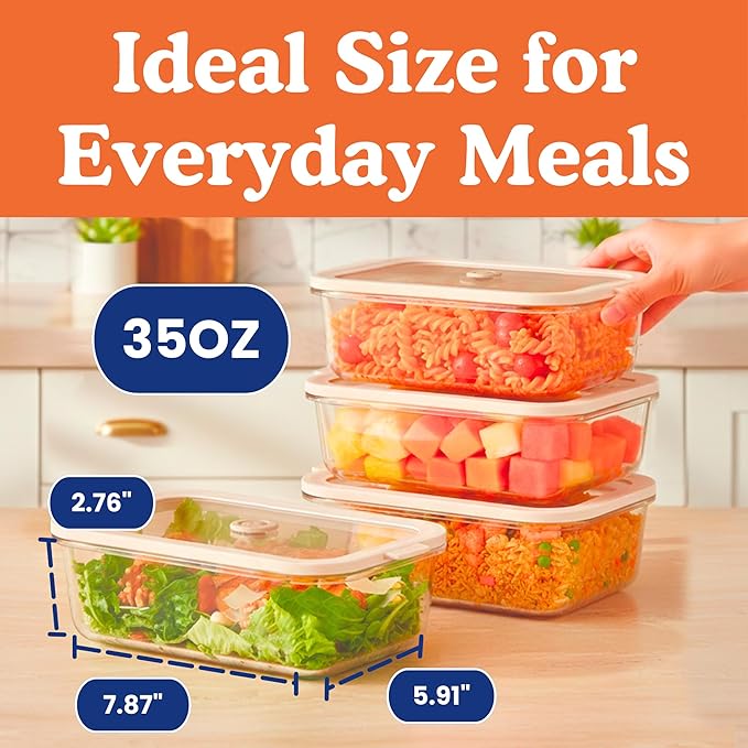 Non-Toxic 35 Oz (4.4 Cup) Glass Storage Containers with Lids – Plastic Free Meal Prep Containers for Lunch, Airtight Food Storage, Microwave and Freezer Safe, 4 Pack - Ziruma - Image 8