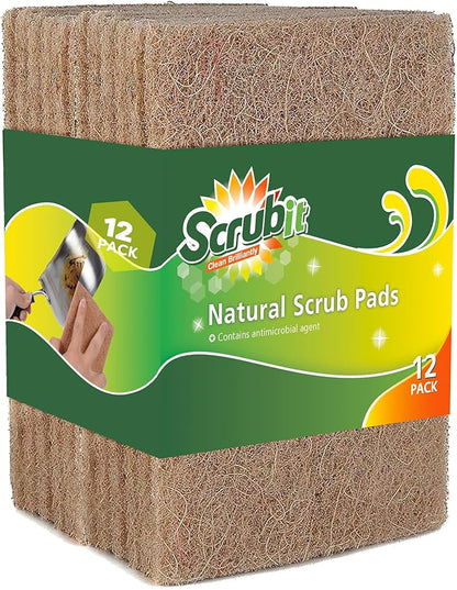 SCRUBIT Natural Scouring Pads (12 Pack) - Eco Friendly Scrubbing Pads for Kitchen Cleaning, Dishes, and Pots - Non-Scratch Kitchen Scrubbers - 100% Natural Sisal Fibers (12 Pack) - Image 9
