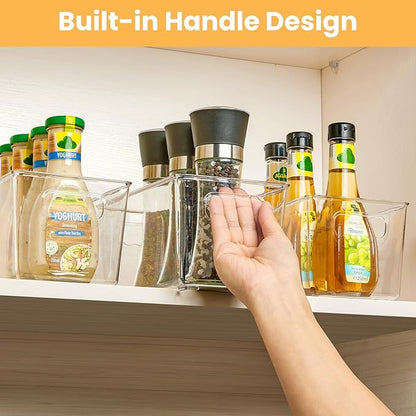 YIHONG Clear Plastic Storage Bins, 4 Pack Small Pantry Organizer Bins with Handle for Kitchen, Freezer,Cabinet,Closet Organization and Storage - Image 5