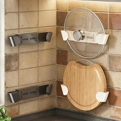 Universal Pot Lid Holder Organizer for Cabinet - 2 Pack Pan Lid Organizers, Inside Door Wall Mount Pots Top Rack White