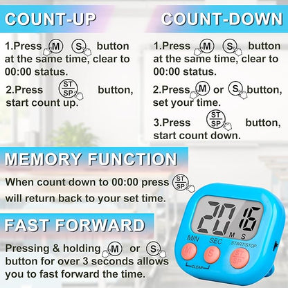 ZILLEEN Classroom Timer for Kids Teachers 4 Pack Digital Timers, Blue & White - Image 8