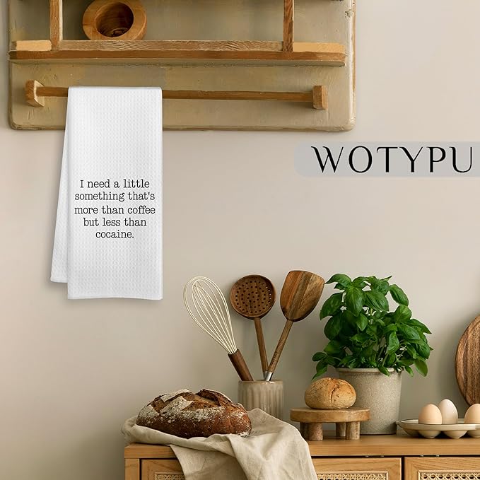 Funny Coffee Kitchen Towels, Gifts for Coffee Lovers Dish Tea Bar Towel, Funny Sarcastic Gifts Decorative Hand Towels for Kitchen Cafes Shop Decor, 16x24 Inch