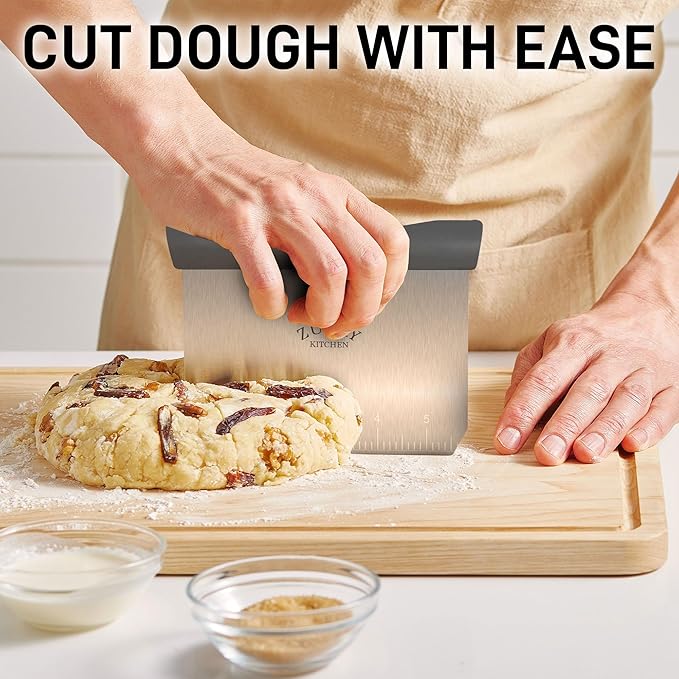 Zulay Premium Multi-purpose Stainless Steel Bench Scraper & Chopper, Easy to Read Etched Markings for Perfect Cuts, Quick & Easy Multi-use Dough Scraper, Dough Cutter & Pastry Scraper (Gray) - Image 2