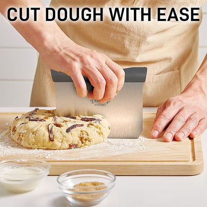 Zulay Premium Multi-purpose Stainless Steel Bench Scraper & Chopper, Easy to Read Etched Markings for Perfect Cuts, Quick & Easy Multi-use Dough Scraper, Dough Cutter & Pastry Scraper (Gray) - Image 2