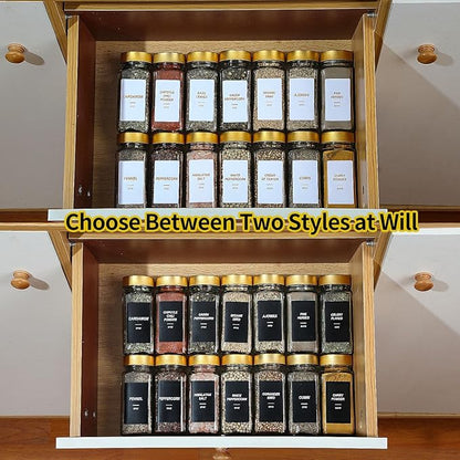 Glass Spice Jars with Label, 24Pcs Spice Jars with Shaker Lids-4 oz Gold Spice Seasoning Jars Bottles Containers Set for Spice Rack (24) - Image 6