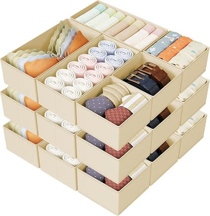 DIMJ Drawer Organizer Clothes Storage - 18 Pack Baby Dresser Organizer for Nursery, Foldable Drawer Dividers for Bedroom Closet Organization, Fabric Storage Bins for Socks, Underwears, Bras by DiMJ