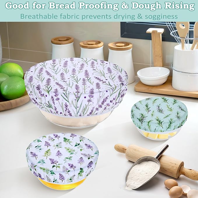 5-Size Reusable Beeswax Bowl Covers for Bread Proofing, Cotton Cloth Flexible Beeswax Wraps for Food Storage(Lavender) - Image 4