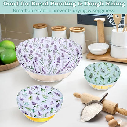 5-Size Reusable Beeswax Bowl Covers for Bread Proofing, Cotton Cloth Flexible Beeswax Wraps for Food Storage(Lavender) - Image 4