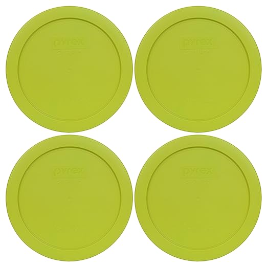 Pyrex 7201-PC 4-Cup Edamame Green Food Storage Replacement Lid (4-Pack) - Made in USA by Pyrex