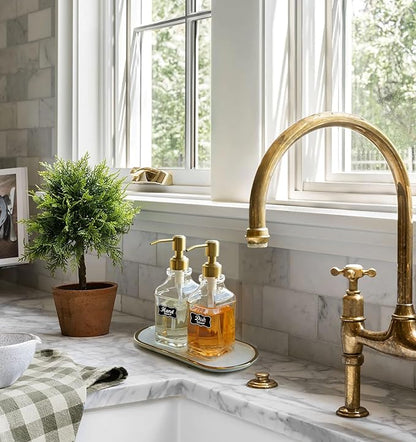 JASAI Antique Square Glass Soap Dispenser with Golden Rust Proof Pump, Refillable soap Dispenser with 10Pcs Stickers for Kitchen, Dish Soap Dispenser for Kitchen Bathroom Soap, Hand soap, Lotion. - Image 4
