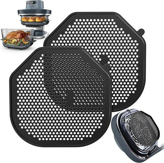 2 PCS Silicon Splatter Shield for Ninja Crispi Pro Air Fryer, Heat-Resistant Splatter Screen for Ninja Crispi Pro Accessories, AS101CY/AS101LG/AS101DG Replacement Parts Protects Kitchen from Oil