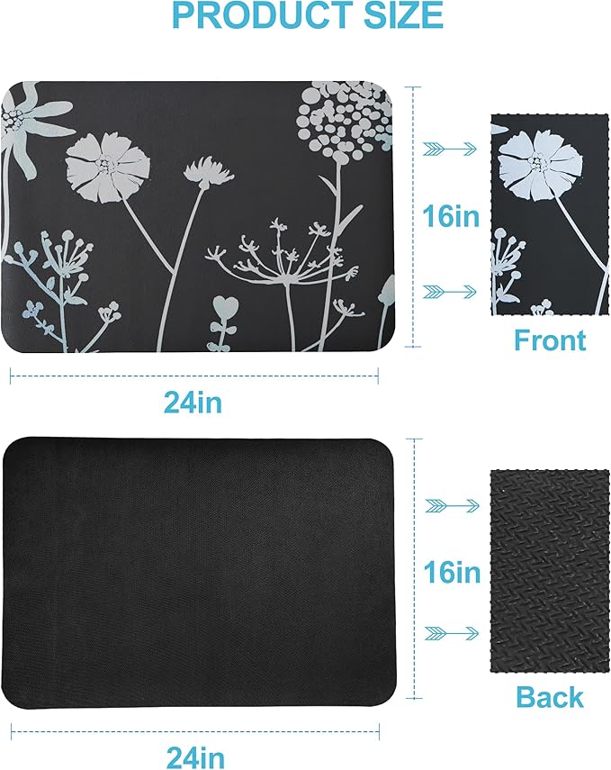 Dish Drying Mat for Kitchen Counter, 16"x24" Dish Drying Pad with Non-slip Rubber Backed, Hide Stain Anti Absorbent for Kitchen Counter, Drying Mat for Coffee Machine Dish Rack (Gray Daisy) - Image 7