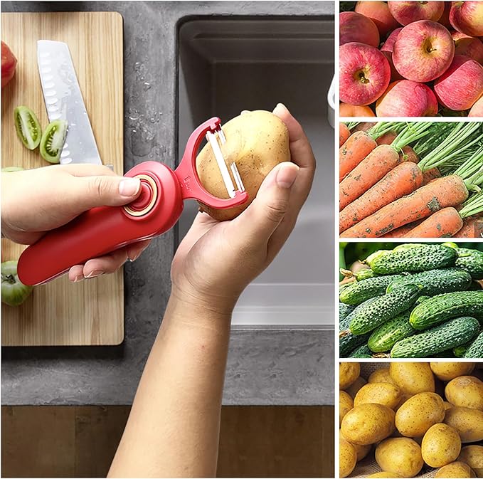 3-in-1 Electric Peeler | Auto Blade for Fruits/Vegetables | 3 Interchangeable Blades | Type-C Charging,Battery Capacity 1500 mAh | Kitchen, Travel, Camping - Image 9