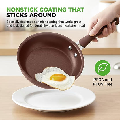 NutriChef 20 Piece Professional Home Kitchen Cookware and Bakeware, Pots and Pans Set Non Stick Kitchenware, Cool-Touch Handles, Safe for Gas, Electric, Induction Cooktops, Easy Clean, Brown - Image 3