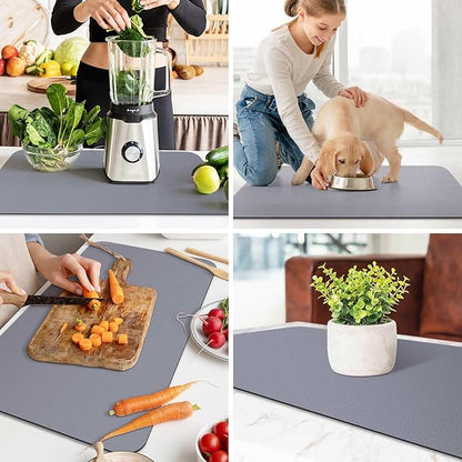 WISELIFE Dish Drying Mat Super Absorbent Drying Mat Large Dish Drying Mats for Kitchen Counter Easy Clean Dish Mat Kitchen Drying Mat18"x 32" Classic Grey - Image 6