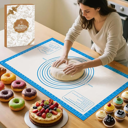 Silicone Pastry Mat for Baking, Pastry Dough Mat for Rolling, Kneading Mat, Silicone Baking Mat for Pizza Cookies Pie Crust Kitchen Counter Mat Placemat Oven Mat by MimekitchenKitchenHelper