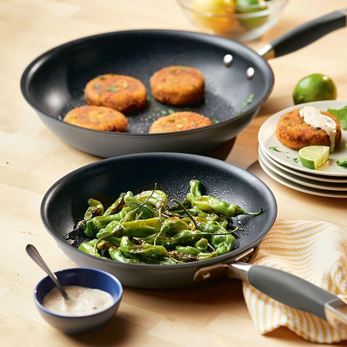 Anolon Advanced Home Hard-Anodized Nonstick Skillets (2 Piece Set- 10.25-Inch & 12.75-Inch, Moonstone) - Image 8