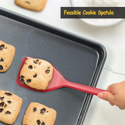 Silicone Spatula Set, 600°F Heat Resistant Silicone Spatula Turner Flipper for Cooking, Non Stick and Non Scratch Kitchen Utensils for Eggs & Pancakes, 4 Pack, Red - Image 8