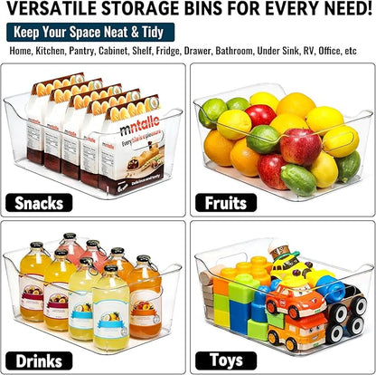 12 PACK Multi-Use Clear Plastic Storage Bins for Organizing w/ Labels - Home, Kitchen, Pantry, Bathroom, Office, Cabinet Shelf Organizer Bins - SOHO Collection, RV, Fridge Organization Containers -XL - Image 5