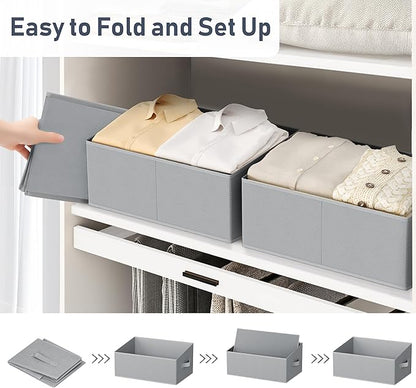DIMJ Closet Storage Bins 6 Pack - Fabric Storage Baskets for Shelves, Large Clothes Organizers with Handles, Trapezoid Shelf Organization Storage Cubes for Purse, Toys, Books, Towel, Clothes - Image 4