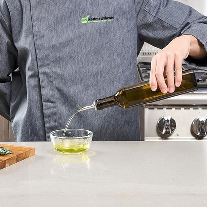 Restaurantware RW Base 16.9 Ounce Olive Oil Dispenser 1 Kitchen Oil Dispenser Bottle - With Stainless Steel Pourer Non-Leaking Amber Glass Olive Oil Pourer For Cooking Or Salad Dressings