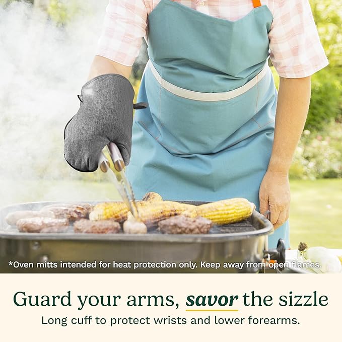 Cuisinart Kitchen Oven Mitts – Heat-Resistant Kitchen Mitts for Oven with Non-Slip Neoprene Palm, Long Cuff, and Cotton Filling – Durable Oven Gloves for Cooking, Baking, & Grilling (Chambray) - Image 4