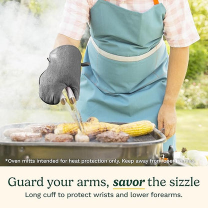 Cuisinart Kitchen Oven Mitts – Heat-Resistant Kitchen Mitts for Oven with Non-Slip Neoprene Palm, Long Cuff, and Cotton Filling – Durable Oven Gloves for Cooking, Baking, & Grilling (Chambray) - Image 4