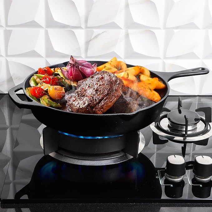 Utopia Kitchen Cast Iron Frying Pan 10.25 Inch, Cast Iron Chefs Pan, Pre Seasoned Skillet, Safe Grill Cookware for Indoor & Outdoor Use, Black - Image 3