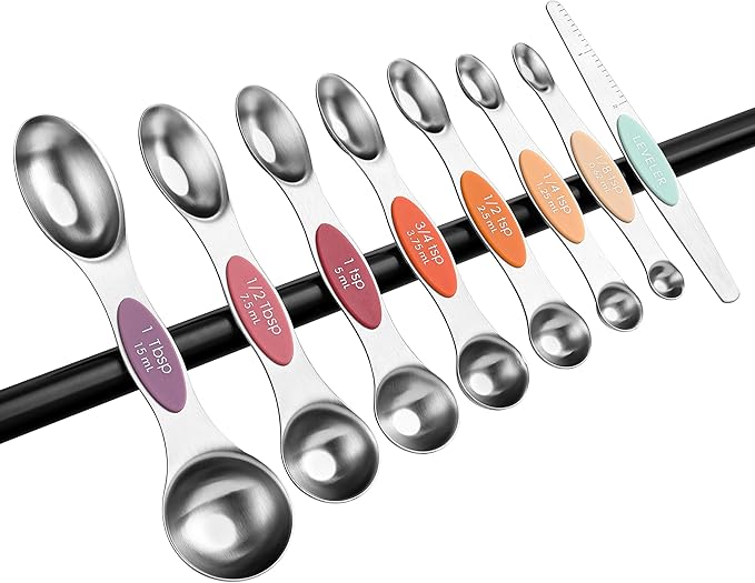 Spring Chef Stainless Steel Metal Magnetic Measuring Spoons Set of 8 with Leveler, Heavy Duty Nesting Teaspoon & Tablespoon Measuring Spoons, Kitchen Gadgets for Baking & Cooking - Desert Sunset - Image 9