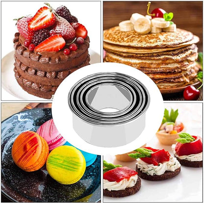5Pcs Cookie Cutters - Stainless Steel Biscuit Cutters/Dumpling Cutters/Cake Pastry Cutters/Cake Cookie Scone Cutters Molds stamps for Cooking Baking (Round Edge, 5Pcs) - Image 5