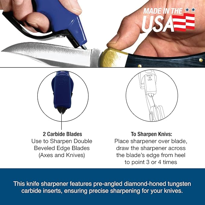 ACCUSHARP Knife Sharpener, Portable and Easy to Use, Hones and Sharpens Cleavers, Kitchen, and Serrated Knives, Sharpens Double Beveled Edge Knives - Image 7