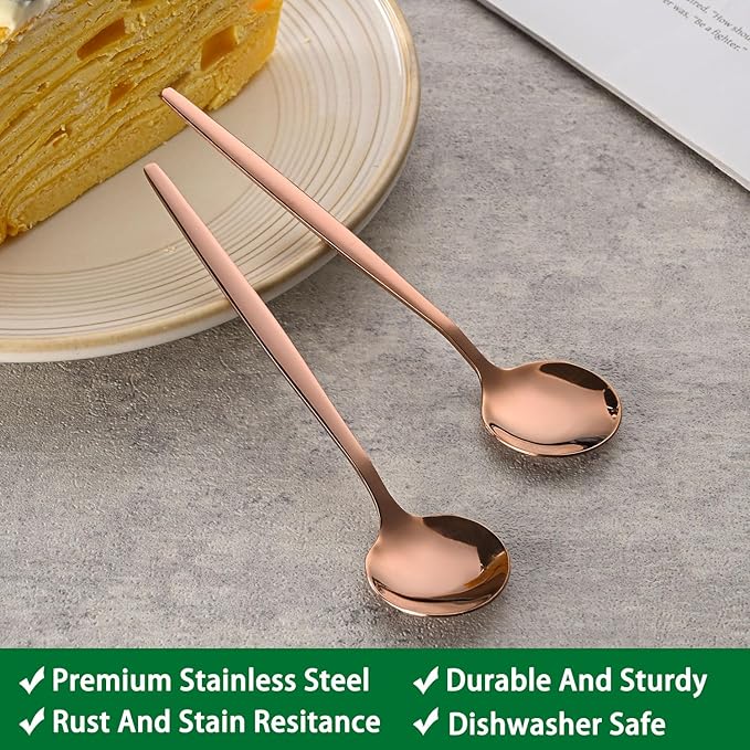 5.1Inch Stainless Steel Coffee & Tea Spoons Set,Rose Gold Teaspoon,Small Spoons For Dessert or Tea,Espresso Spoon For Cafe - Image 3