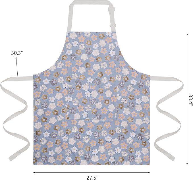 Aoomzoon Kitchen Aprons for Women with 2 Pockets,Double Sided Vintage Adjustable Apron for Gardening Cooking Arting Painting - Image 5
