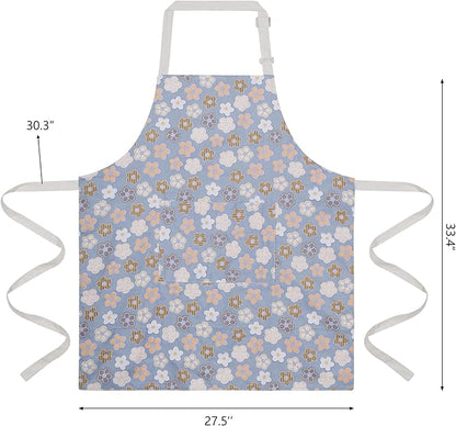 Aoomzoon Kitchen Aprons for Women with 2 Pockets,Double Sided Vintage Adjustable Apron for Gardening Cooking Arting Painting - Image 5
