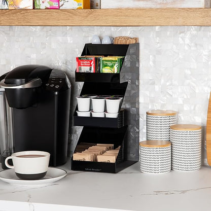 Mind Reader Coffee Tea Utensil and Condiment Station, Countertop Organizer, Coffee Bar, Kitchen, 6"L x 9"W x 16"H, Black - Image 2