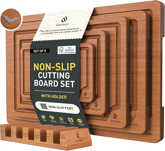 Bamboo Cutting Board Set Non Slip Feet with Holder Over Sink Best Grandpa Grandfather Elder Men Father Day Grandparents Great Papaw Peepaw Pawpaw Granddad Happy Birthday Christmas Unique Cool Gifts by Socisen