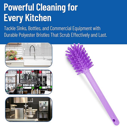 SPARTA Large Water Bottle Brush Ideal for Wide-Mouth Jars, Bottles and Tumblers, Dishwashing Tool with Handle for Home and Commercial Kitchens, Plastic, 16 Inches, Purple (Pack of 4)