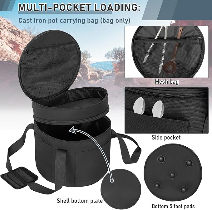 Dutch Oven Bag for 8 Inch Dutch Oven, 2-Layer Oven Travel Bag