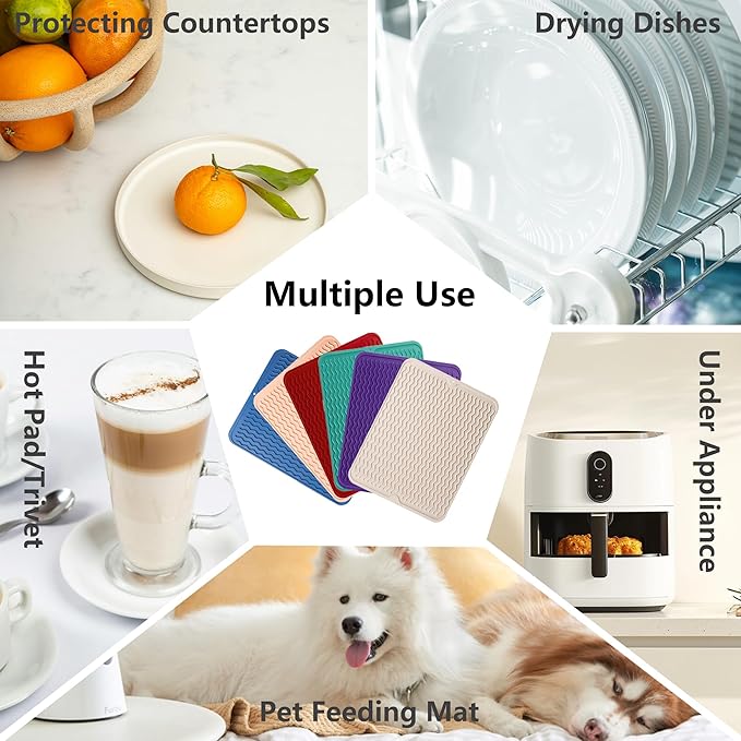 ZLR Silicone Dish Drying Mat for Kitchen Counter, Eco-Friendly Fast Dry Dish Mat, Easy Clean Multi Usage Drying Matt, Heat Resistant Trivet, 12" x 16" Large, Black - Image 5