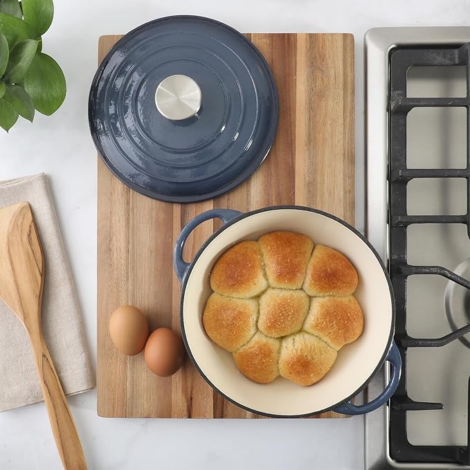 Gibson Home Addlestone 2.65 Qt Enameled Cast Iron Dutch Oven Pot with Lid – Round, Oven Safe to 500°F, Ideal for Bread Baking & Stews - Gradient Navy Blue - Image 5