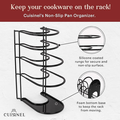Pan Organizer - 2-PACK of Silicone-Coated Non-Slip 15" Heavy Duty Skillet Rack - Kitchen Counter/Cabinet Organization Storage - Holder for Cookie Sheet, Cutting Board, Cast Iron Cookware, Dish Stand - Image 2