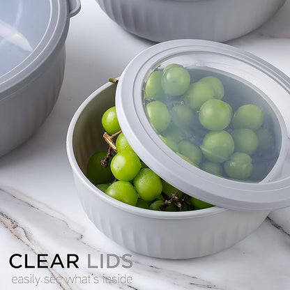 COOK WITH COLOR Prep Bowls with Lids- Wide and Deep Nesting Plastic Small Mixing Bowl Set with Lids, 12 Piece Set - Wide Bowls, Gray - Image 3