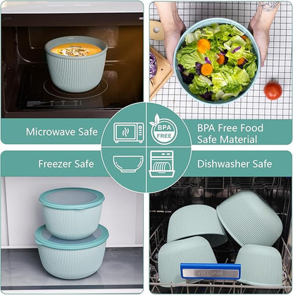 BoxedHome Mixing Bowls with Lids - 8 Piece Plastic Nesting Bowls Set includes 4 Prep Bowls and 4 Lids, Microwave and Dishwasher Safe, Green - Image 6