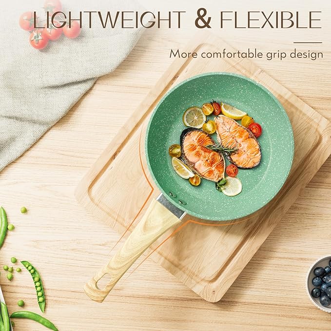 Innerwell Nonstick Frying Pan Skillet, 8 Inch Non Stick Egg Pan Omelet Frying Pans 100% PFOA-Free, Non-Toxic Healthy Cooking Pan, Induction Compatible - Image 3