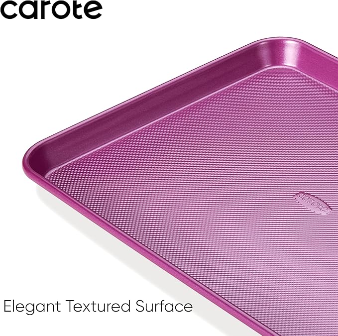 CAROTE 3-Piece Baking Pan Set - Bakeware Set, Baking Sheet Set Including 13 Inch 15 Inch 17 Inch Sheet Pan, Cookie Sheet for Baking, Royal Violet - Image 4