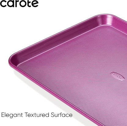 CAROTE 3-Piece Baking Pan Set - Bakeware Set, Baking Sheet Set Including 13 Inch 15 Inch 17 Inch Sheet Pan, Cookie Sheet for Baking, Royal Violet - Image 4