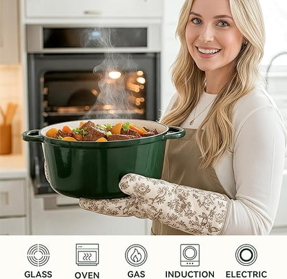 6.5 Quart Dutch Oven Pot with Lid, Non Stick Enameled Cast Iron Dutch Oven for Bread Baking, Heavy-Duty, Oven Safe Ceramic Cookware Up to 500°F for Baking, Braising, Stews, Roasting, Green - Image 5