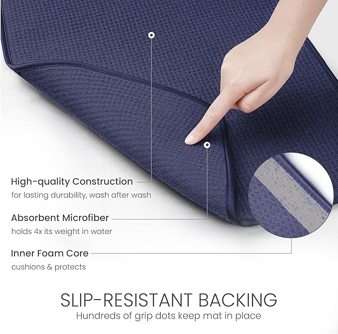 Bellemain XL Dish Mat Microfiber Dish Drying Mat, Super absorbent (Navy, 17" x 24") - Image 4